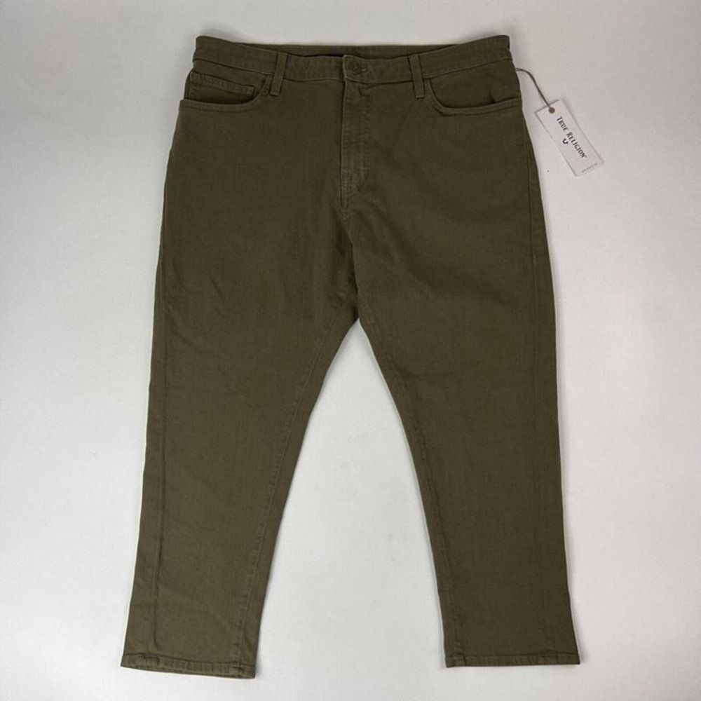 NWT True Religion Olive Green Unisex Anti Fit Cotton Blend Jeans Size 6